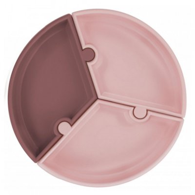 Minikoioi talíř puzzle silikonový s přísavkou - Pink/Rose