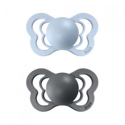 BIBS Couture dudlíky ze silikonu vel. 2 - Iron/Baby Blue