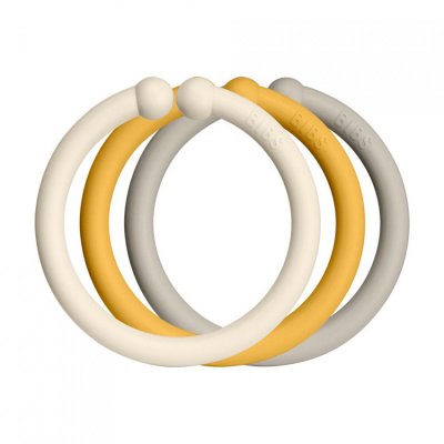 BIBS Loops kroužky 12 ks - Ivory/Honey Bee/Sand