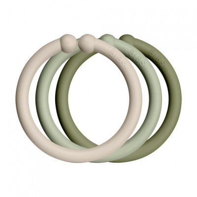 BIBS Loops kroužky 12 ks - Vanilla/Sage/Olive