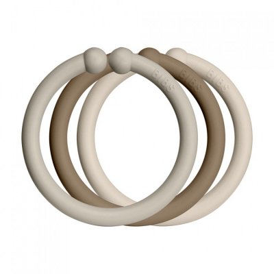BIBS Loops kroužky 12 ks - Sand/Dark Oak/Vanilla