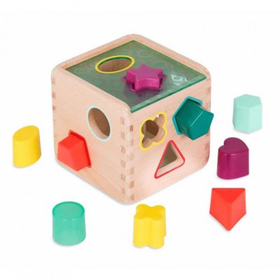 B.Toys Kostka dřevěná s vkládacími tvary Wonder Cube