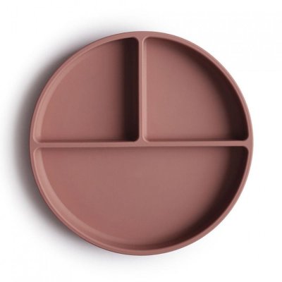Mushie silikonový talíř s přísavkou - Cloudy mauve