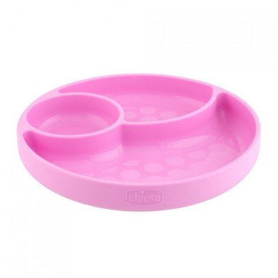 Chicco silikonový talíř  - Růžový
