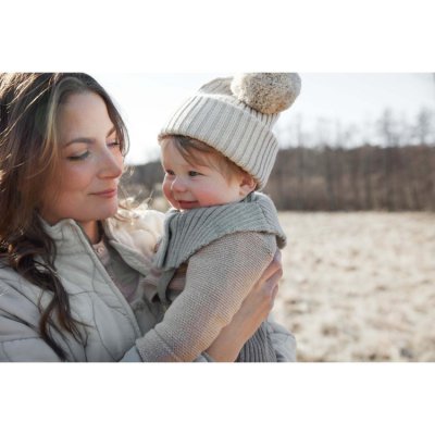 Elodie Details Čepice vlněná s bambulí - Creamy White, 24 - 36 m - obrázek