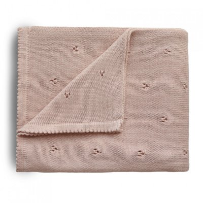 Mushie pletená deka z organické bavlny Dírky - Blush