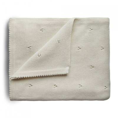 Mushie pletená deka z organické bavlny Dírky - Ivory