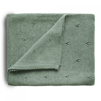 Mushie pletená deka z organické bavlny Dírky - Sage