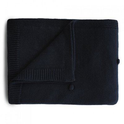 Mushie pletená deka z organické bavlny Puntíky - Dark Navy