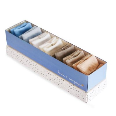 DouDou et Compagnie set ponožek v krabičce - Modré, vel. 0-6 m