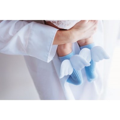 Mama's Feet dětské podkolenky s křidélky - Light Blue Angels, vel. 0 - 1 rok - obrázek