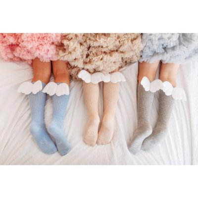 Mama's Feet dětské podkolenky s křidélky - Light Blue Angels, vel. 4 - 6 let - obrázek