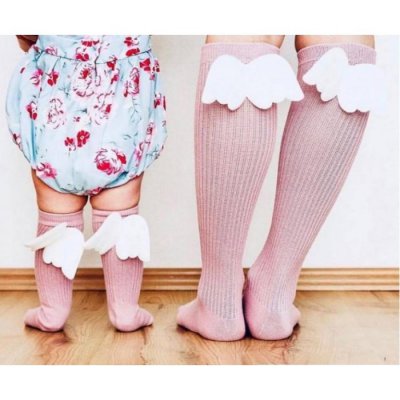 Mama's Feet dětské podkolenky s křidélky - Pink Angels, vel. pro maminku - obrázek