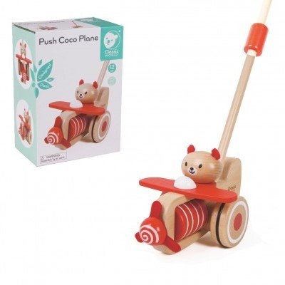 Teddies strkadlo letadlo s tyčkou 55 cm