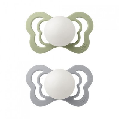 BIBS Couture dudlíky z přírodního kaučuku noční vel. 2 - Sage/Cloud