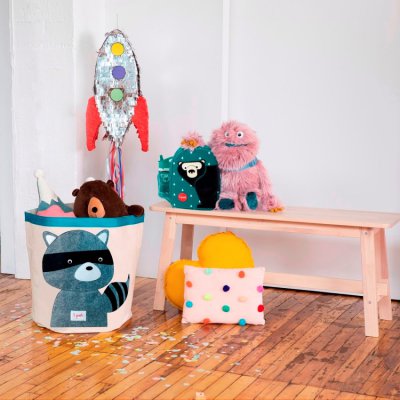 3 Sprouts koš na hračky - Racoon Gray - obrázek