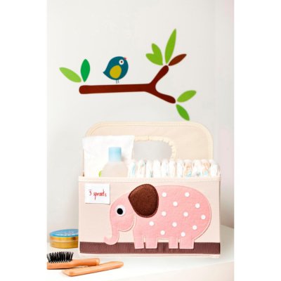 3 Sprouts úložný košík na přebalovací pult - Elephant Pink - obrázek