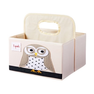3 Sprouts úložný košík na přebalovací pult - Owl White - obrázek