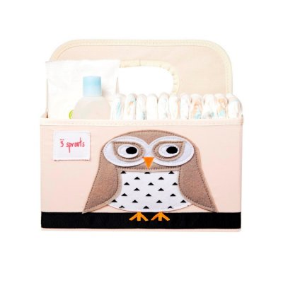 3 Sprouts úložný košík na přebalovací pult - Owl White - obrázek