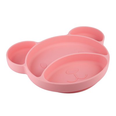 Canpol babies silikonový dělený talíř s přísavkou Medvídek - Růžový