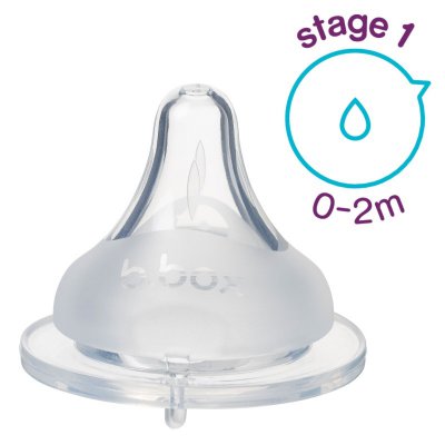 b.box náhradní savička pro kojeneckou lahev - Nízký průtok (0 - 2 m), 2 ks