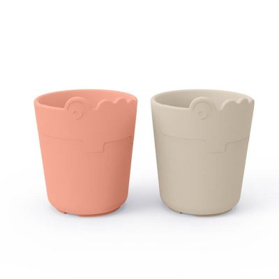 Done by Deer Kiddish mini hrneček Croco 2 ks - Pískový/korálový