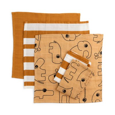 Done by Deer mušelínové ubrousky Deer Friends 5 ks - Hořčicové - obrázek