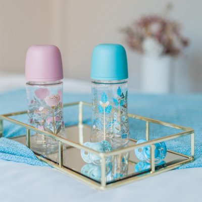 Suavinex Gold kojenecká láhev průtok L 360 ml - Modrá - obrázek