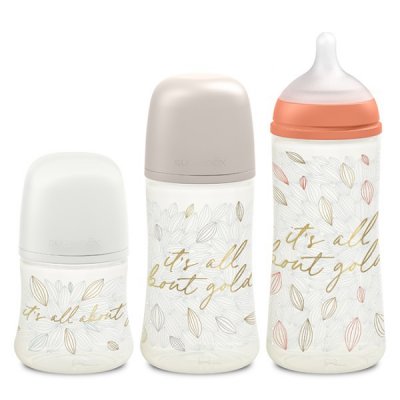 Suavinex Gold kojenecká láhev průtok L 360 ml - Oranžová - obrázek