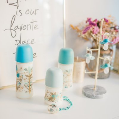 Suavinex Gold kojenecká láhev průtok M 270 ml - Modrá - obrázek