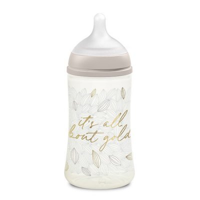 Suavinex Gold kojenecká láhev průtok M 270 ml - Šedá - obrázek