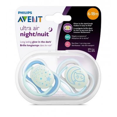 Philips AVENT šidítko Ultra air noční, 6 - 18 m - Chlapec, 2 ks - obrázek