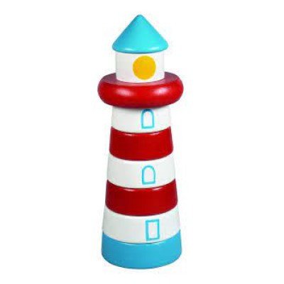 Teddies dřevěná pyramida 9 ks - Maják