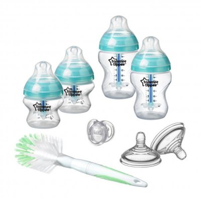 Tommee Tippee sada kojeneckých lahviček Anti-Colic C2N s kartáčkem Light Blue