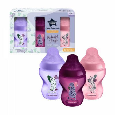 Tommee Tippee kojenecká láhev C2N Jungle 260 ml 3 ks - Purple - obrázek