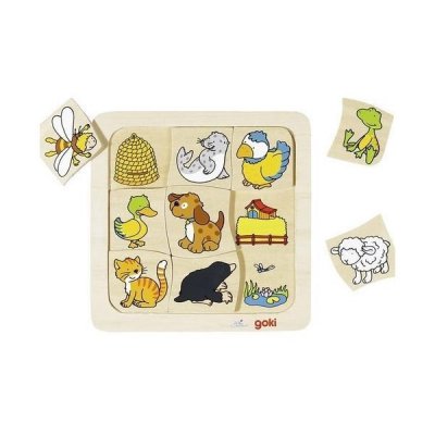Goki dřevěné puzzle - Kdo kde bydlí?