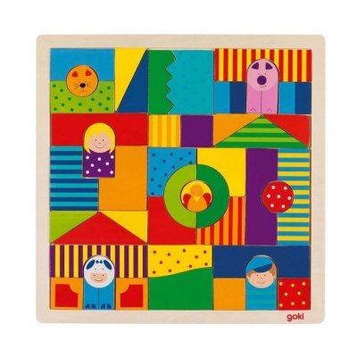 Goki dřevěný hlavolam a kostky v jednom - Farma