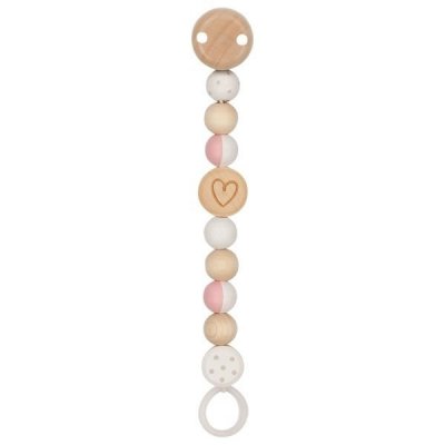 Goki klip na dudlík Srdce - Bílá/růžová