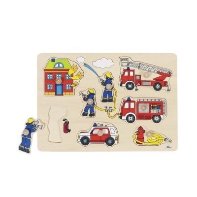Goki puzzle s dřevěnými úchytkami - Hasiči