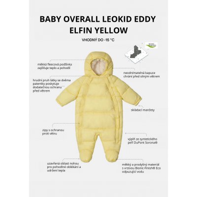 Leokid Baby Overall Eddy - Elfin Yellow, vel. 56 (0 - 3 měsíce) - obrázek