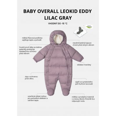Leokid Baby Overall Eddy - Lilac Grey, vel. 56 (0 - 3 měsíce) - obrázek