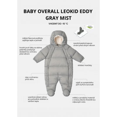Leokid Baby Overall Eddy - Gray Mist, vel. 62 (3 - 6 měsíců) - obrázek