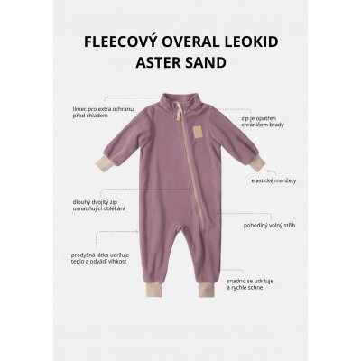 Leokid fleecový overal - Aster Sand, vel. 74 (9 - 12 měsíců) - obrázek