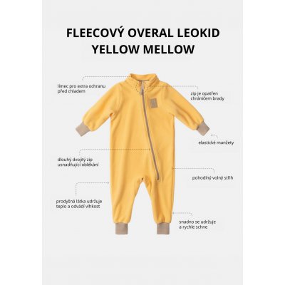 Leokid fleecový overal - Yellow Mellow, vel. 92 (2 - 3 roky) - obrázek
