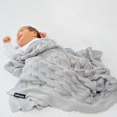 Lullalove ažurková přikrývka Boho 80 x 100 cm - Šedá - obrázek