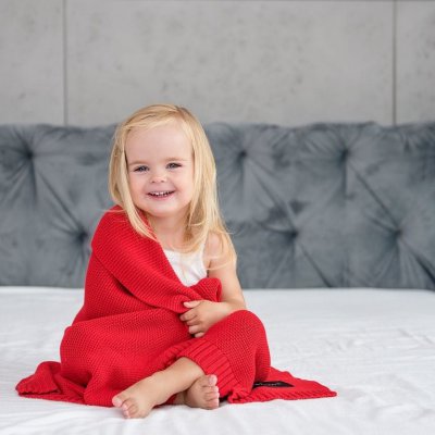 Lullalove bambusová dečka 80 x 100 cm - Červená - obrázek