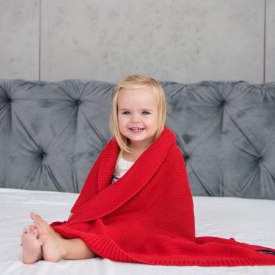 Lullalove bambusová dečka 80 x 100 cm - Červená - obrázek