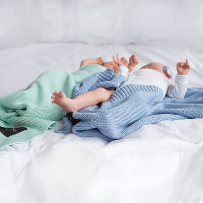 Lullalove bambusová dečka 80 x 100 cm - Baby blue - obrázek