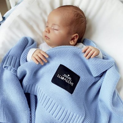 Lullalove bambusová dečka 80 x 100 cm - Baby blue - obrázek