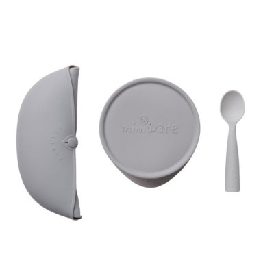 Miniware jídelní set First Bites Deluxe - Grey/Grey